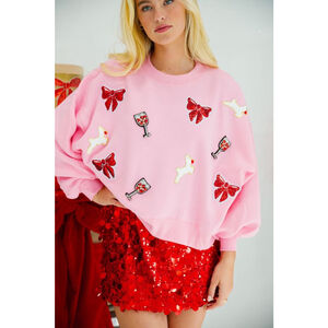 Judith March Pink Sequin Christmas Sweater Large